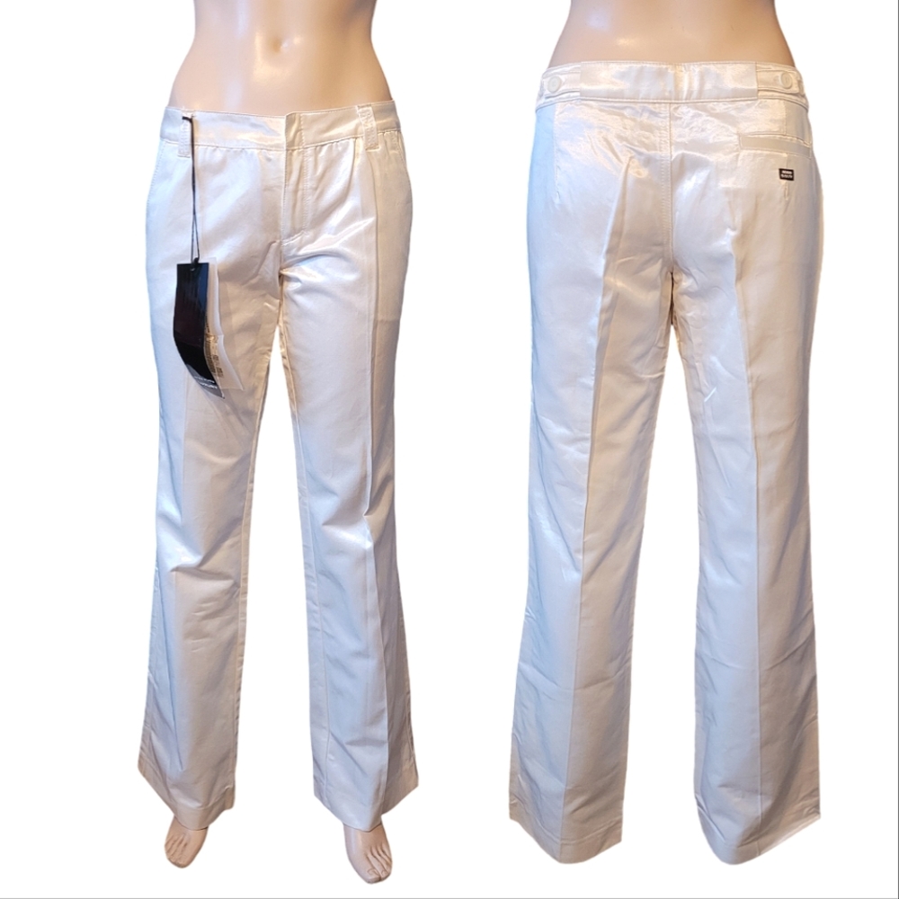 Y2K Miss Sixty Italy Satin Straight Leg Low Rise Pants Off-white